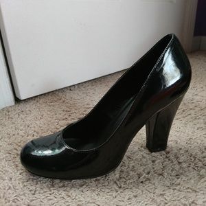 Black Patent Block Heels